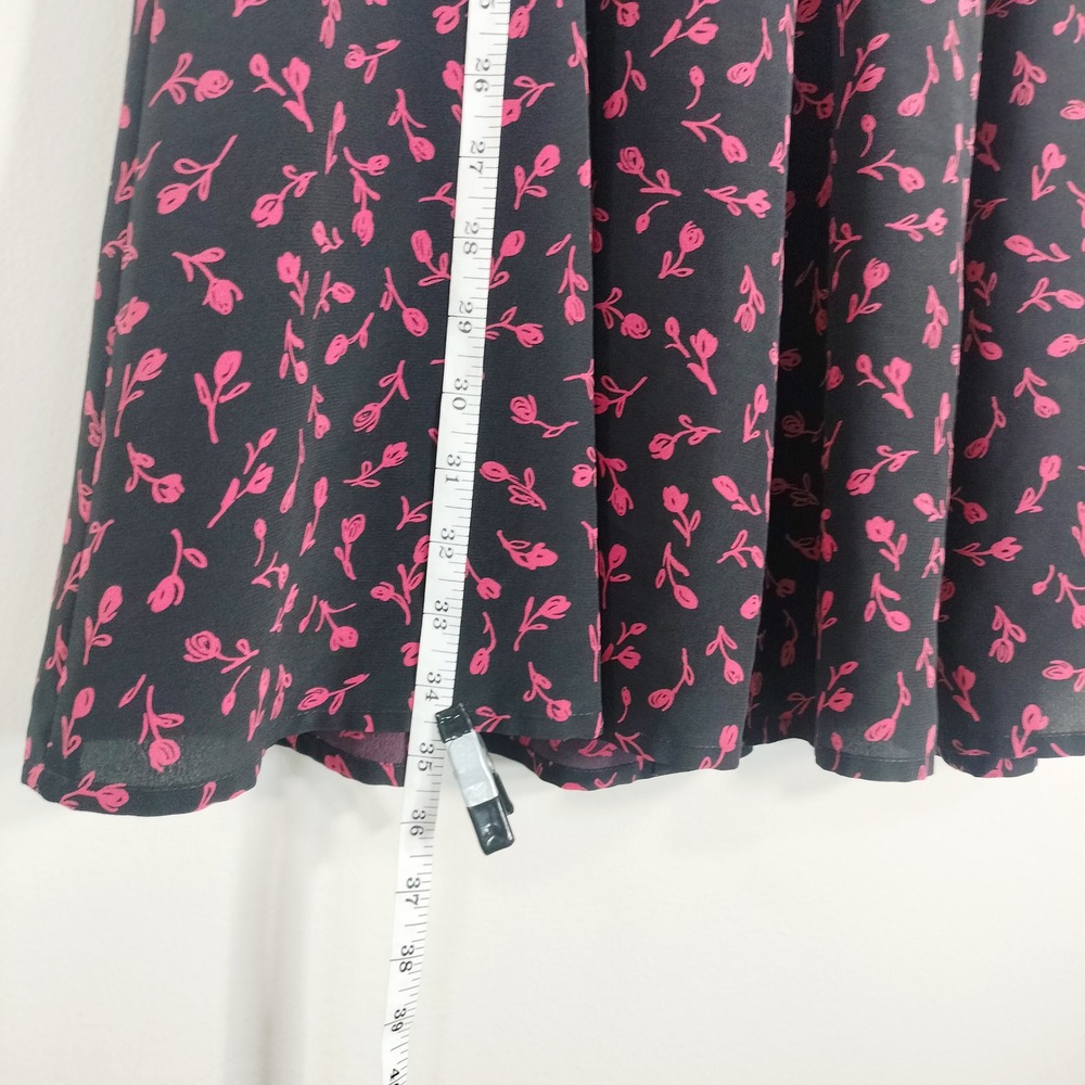 Rena Rowan Y2K 90s Black Pink Floral Dress; Sleeveless Button Down Midi - Picture 5 of 7
